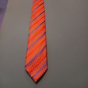 Hi-Density Silk Orange, Red and Blue tie